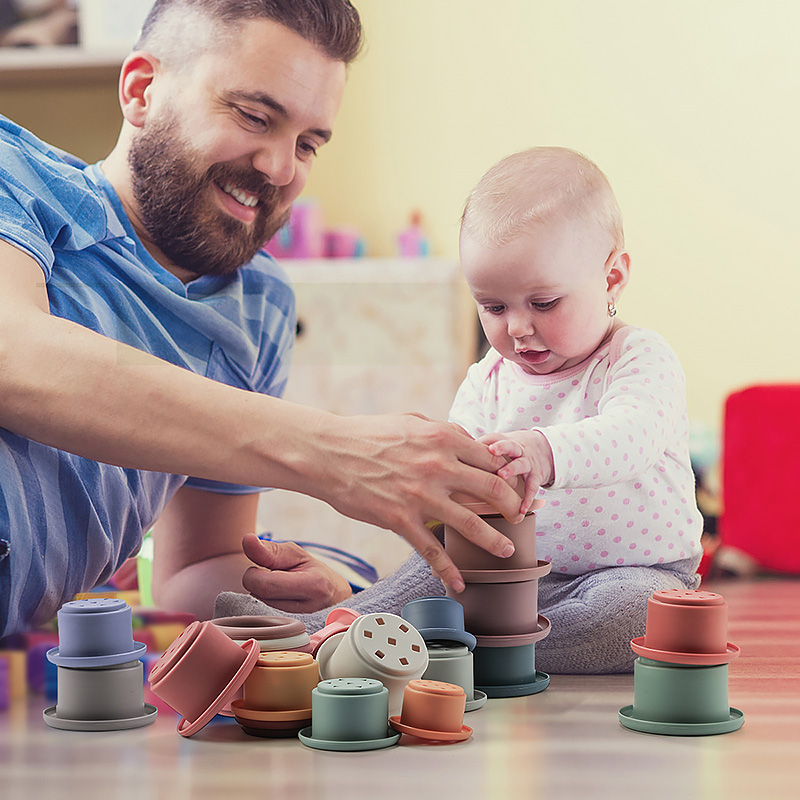 Baby Products For Bathing - Baby Silicone Hourglass Stacking Cup Montessori