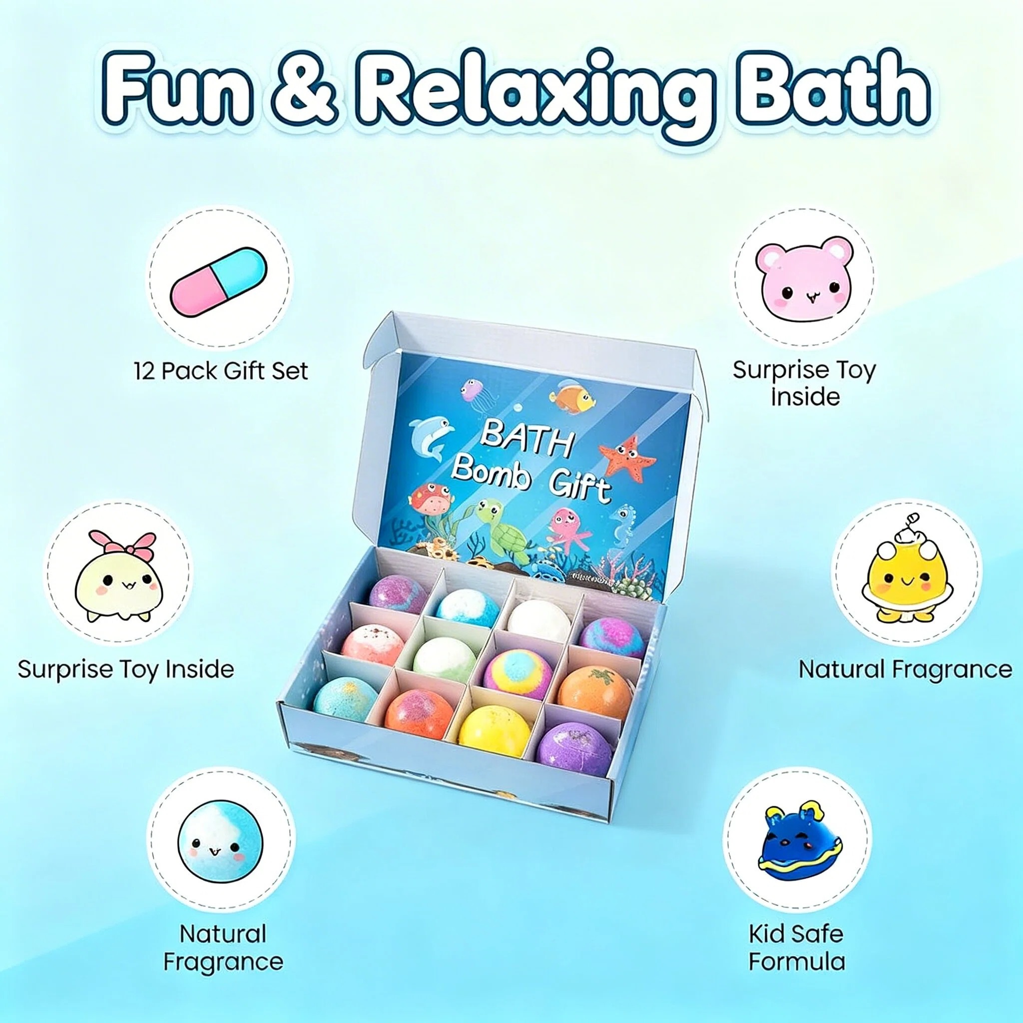 12pcs 70g Kids Bath Fizzy Ball - Baby Products For Bathing ulasan dan harga